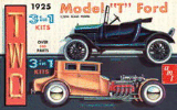 MODEL T FORD & T CHOPPED COUPE 1-25 SCALE PLASTIC CAR KIT-AMT-62